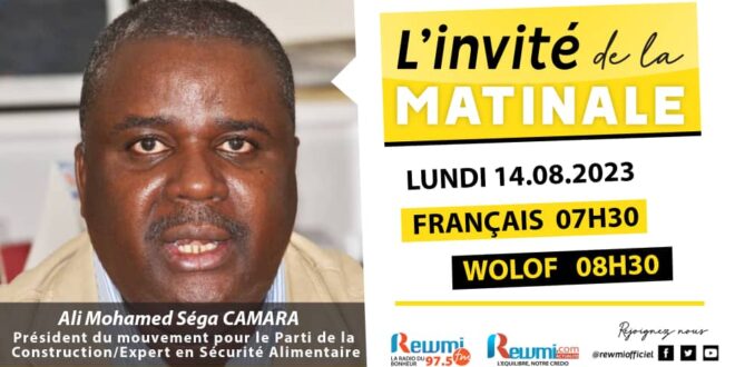 Invite de la Matinale ! Avec Ali Mohamed Séga CAMARA 14 Août 2023 Fr