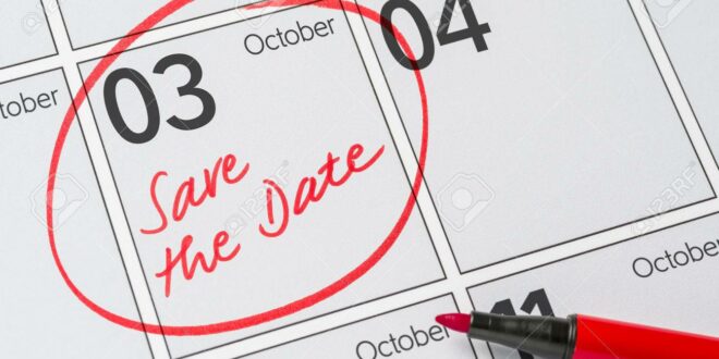 64930355 save the date ecrite sur un calendrier 3 octobre