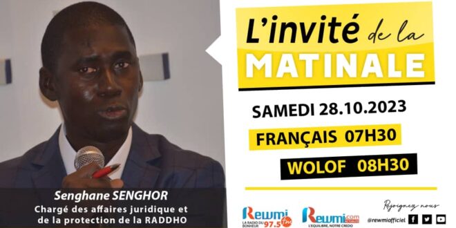 Invite de la Matinale ! Avec Seghane SENGHOR RADDHO 28 Octobre 2023 Fr