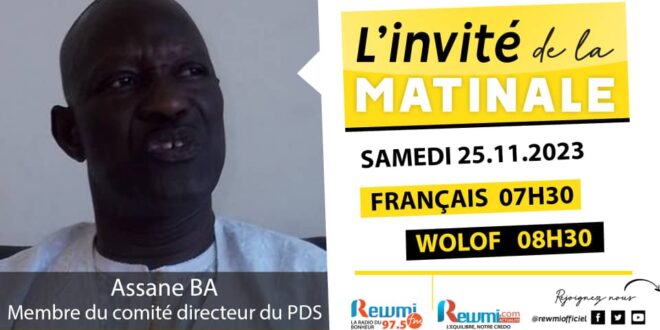 Invite de la Matinale ! Avec Assane BA PDS 25 Novembre 2023 Fr