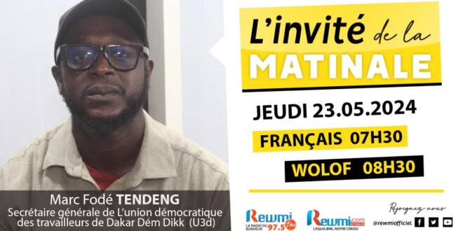 Invite de la Matinale ! Avec Marc Fodé TENDENG SG U3D 23 Mai 2024