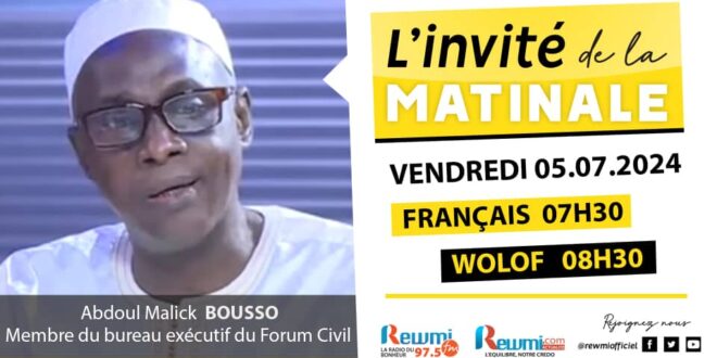 Invite de la Matinale ! Avec Abdoul Malick BOUSSO Forum Civil 05 Juillet 2024