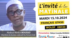 Invite de la Matinale ! Avec Abdoul Malick BOUSSO Forum Civil 15 Octobre 2024 Fr