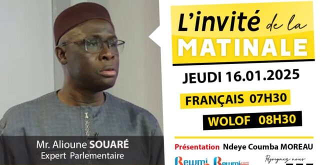 Invite de la Matinale avec Mr. Alioune SOUARÉ 16 Janvier 2025 Fr